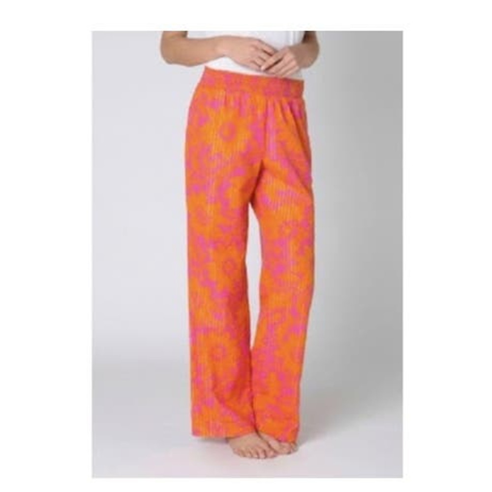 Anthropolgie Lilka orange and pink floral palazzo lounge pants size small